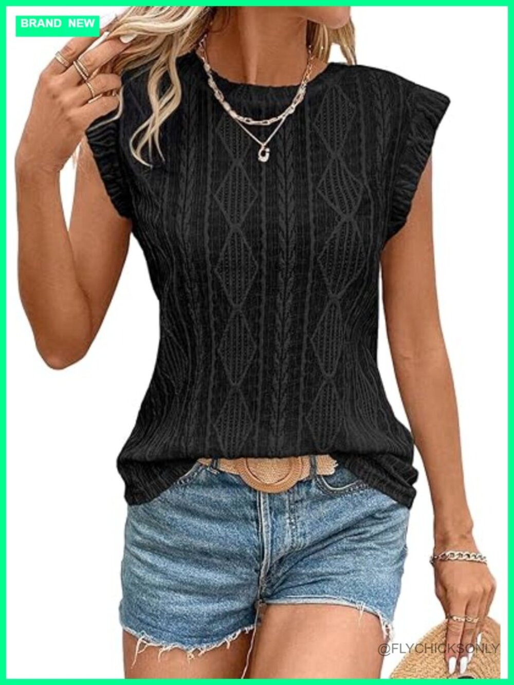 Women's Crochet Knit Cap Sleeve Tank Top Blouse Spring Summer